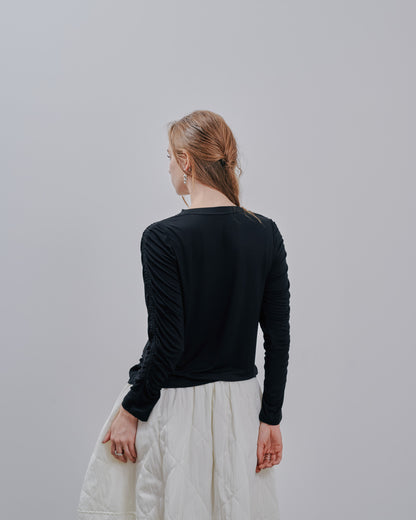 Gather Sleeve Tops [603343] black