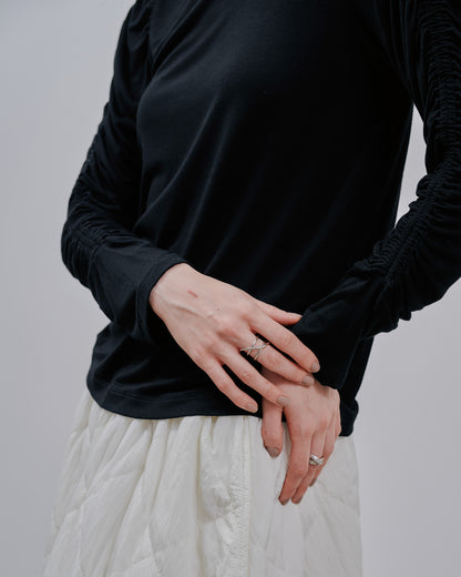 Gather Sleeve Tops [603343] black