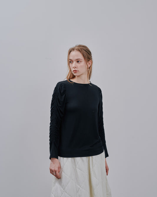Gather Sleeve Tops [603343] black
