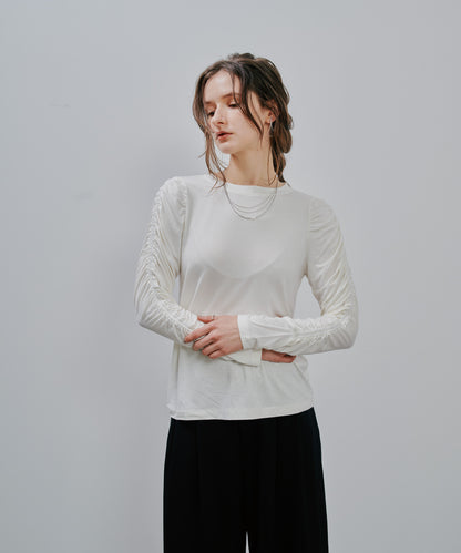 Gather Sleeve Tops [603343] off