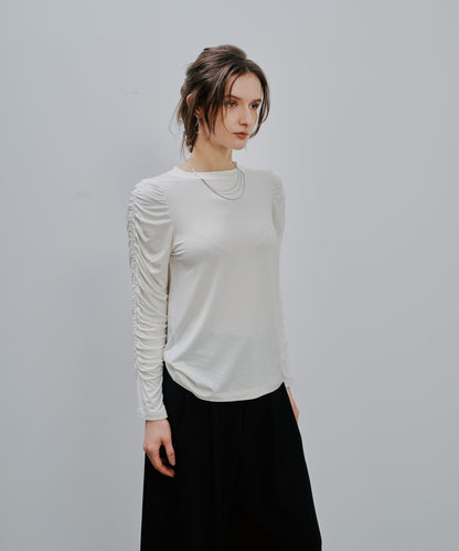 Gather Sleeve Tops [603343] off