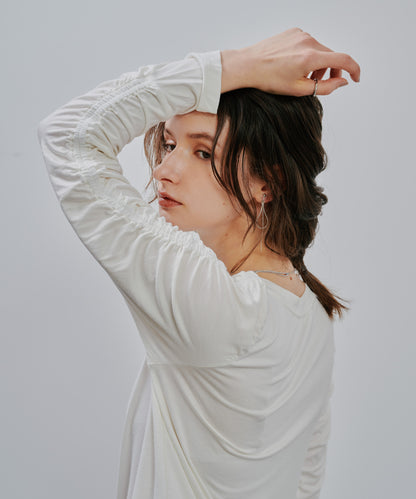 Gather Sleeve Tops [603343] off