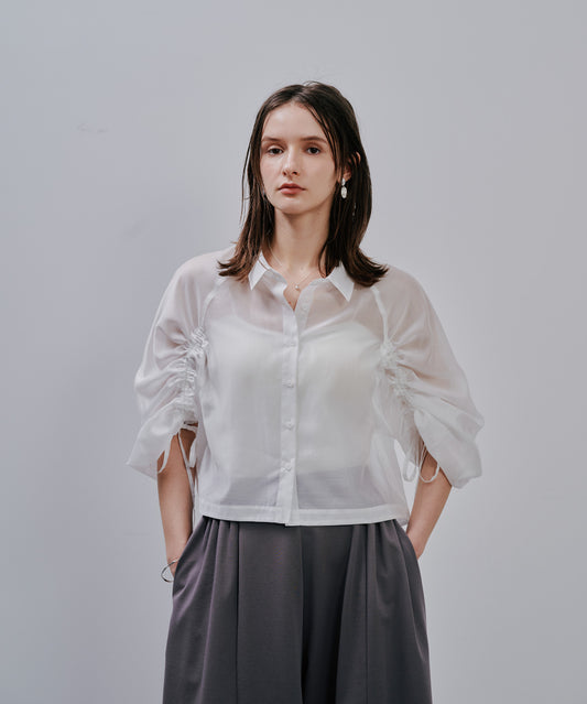 【SALE/50%0ff】Sheer Shirt [603353] off(01)