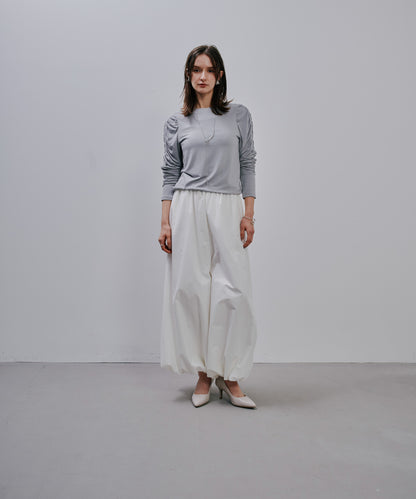 Gather Sleeve Tops [603343] grey