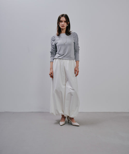 Gather Sleeve Tops [603343] grey