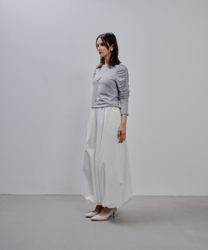 Gather Sleeve Tops [603343] grey