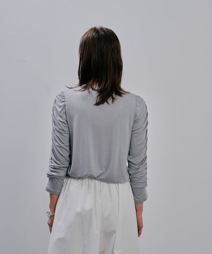 Gather Sleeve Tops [603343] grey