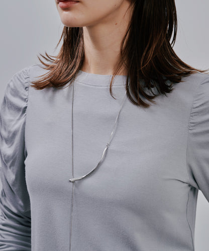 Gather Sleeve Tops [603343] grey