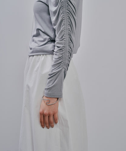 Gather Sleeve Tops [603343] grey