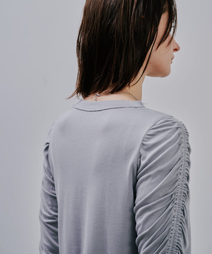 Gather Sleeve Tops [603343] grey