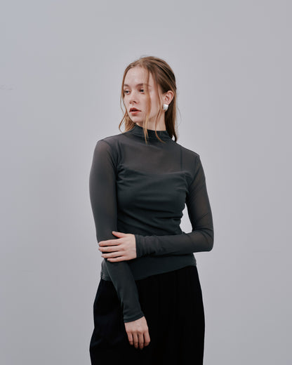 Sheer Tops [603369] khaki