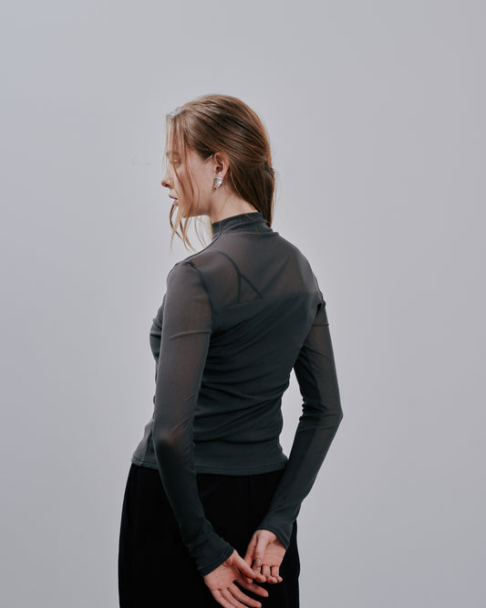 Sheer Tops [603369] khaki