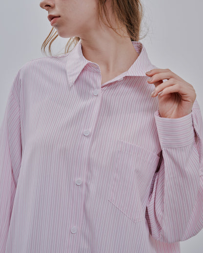 Stripe Tiered shirt [603375] pink