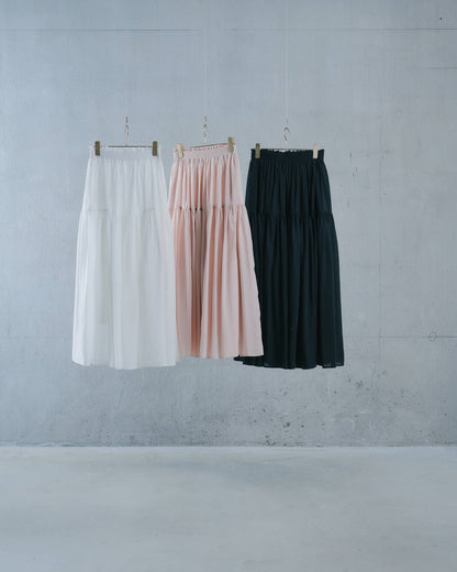 【SALE/50%0ff】Gather Tiered Skirt [603398] pink beige