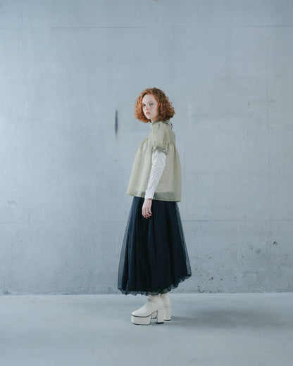 【SALE/50%0ff】Stripe Half Sleeve Blouse [603392] khaki