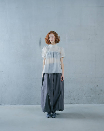 【SALE/50%0ff】Stripe Half Sleeve Blouse [603392] off