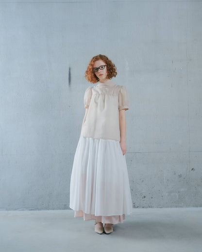 【Summer SALE!!】Stripe Half Sleeve Blouse [603392] light beige(05)