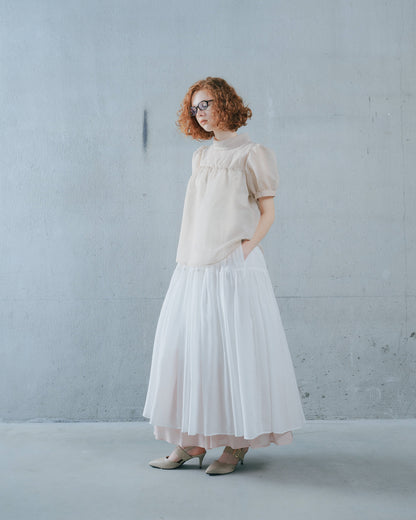 【Summer SALE!!】Stripe Half Sleeve Blouse [603392] light beige(05)