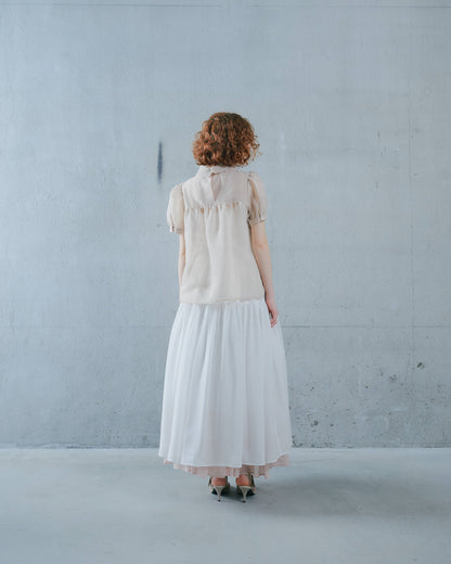 【Summer SALE!!】Stripe Half Sleeve Blouse [603392] light beige(05)