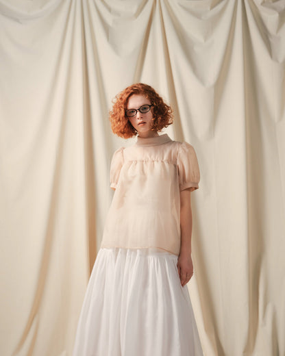 【Summer SALE!!】Stripe Half Sleeve Blouse [603392] light beige(05)