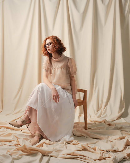 【Summer SALE!!】Stripe Half Sleeve Blouse [603392] light beige(05)
