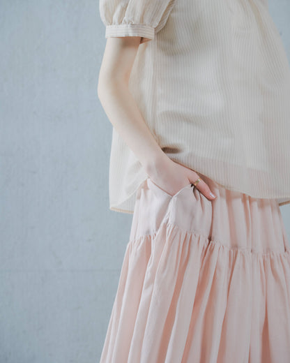 【SALE/50%0ff】Gather Tiered Skirt [603398] pink beige