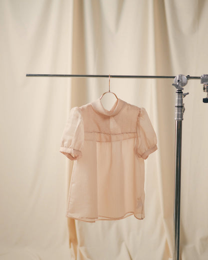 【Summer SALE!!】Stripe Half Sleeve Blouse [603392] light beige(05)