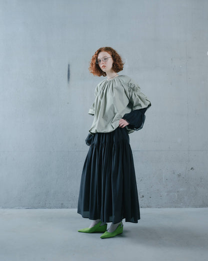 【Summer SALE!!】Gather Tiered Skirt [603398] black(99)