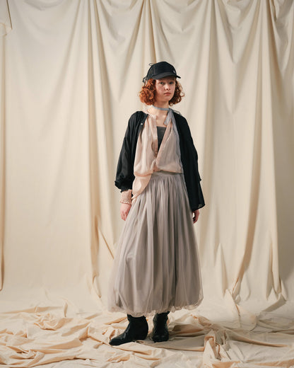 【Summer SALE!!】2way Sheer Blouse [603391] black(99)