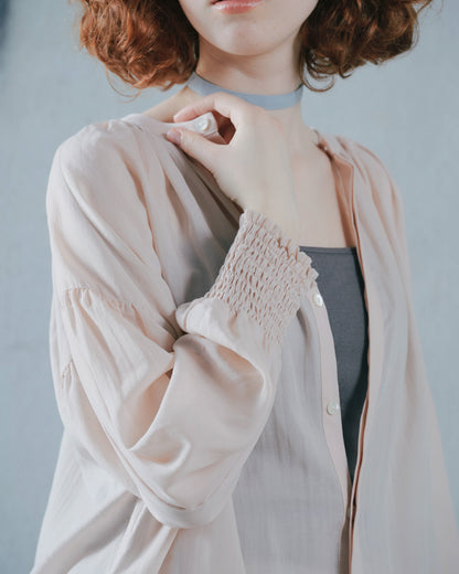 【SALE/50%0ff】2way Sheer Blouse [603391] pink beige