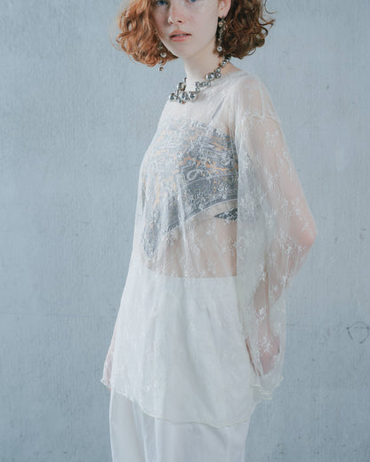 【SALE/50%0ff】Lace Tops [603368] ivory