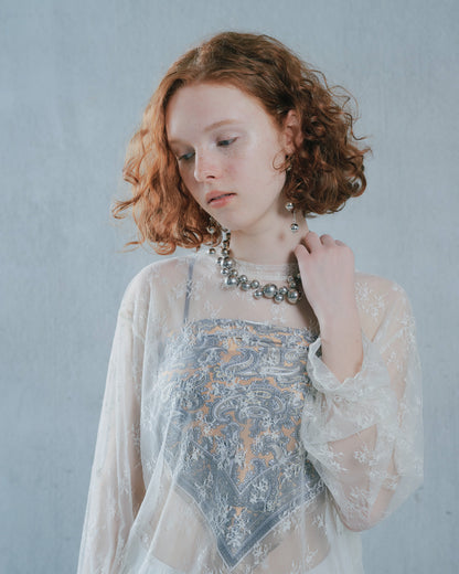 【SALE/50%0ff】Lace Tops [603368] ivory