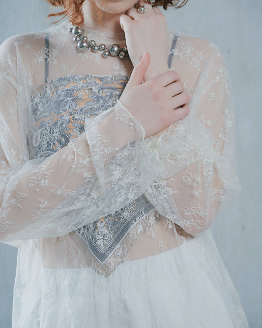 【SALE/50%0ff】Lace Tops [603368] ivory(76)