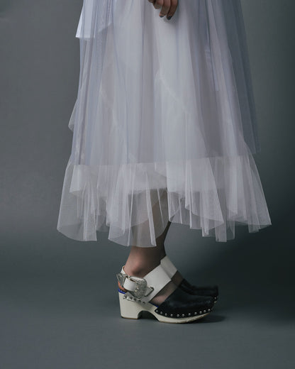 【Summer SALE!!】Jacquard × Tulle Skirt [603390] blue grey(80)