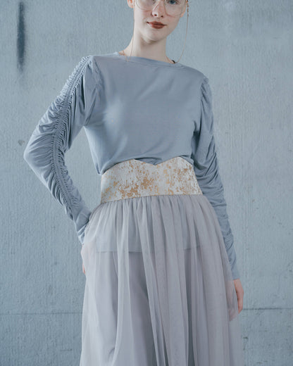 【Summer SALE!!】Jacquard × Tulle Skirt [603390] pink(20)