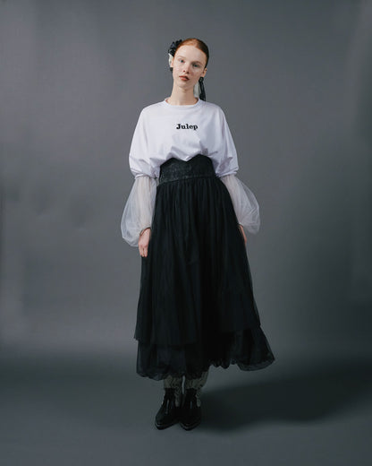 【Summer SALE!!】Jacquard × Tulle Skirt [603390] black(99)