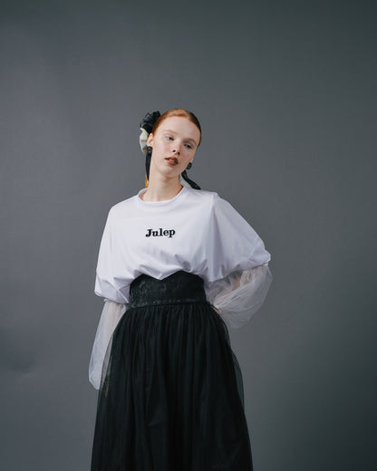 【Summer SALE!!】Jacquard × Tulle Skirt [603390] black(99)