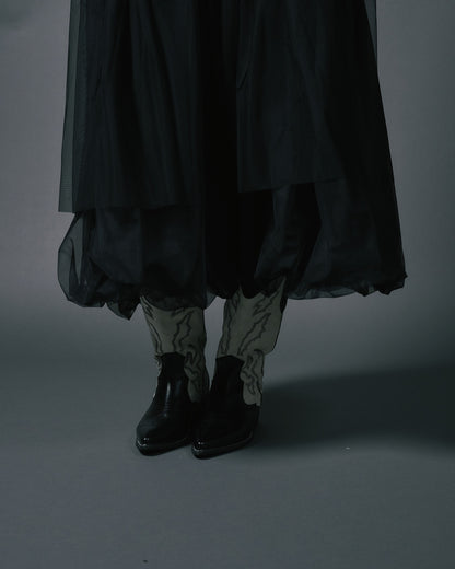【Summer SALE!!】Jacquard × Tulle Skirt [603390] black(99)