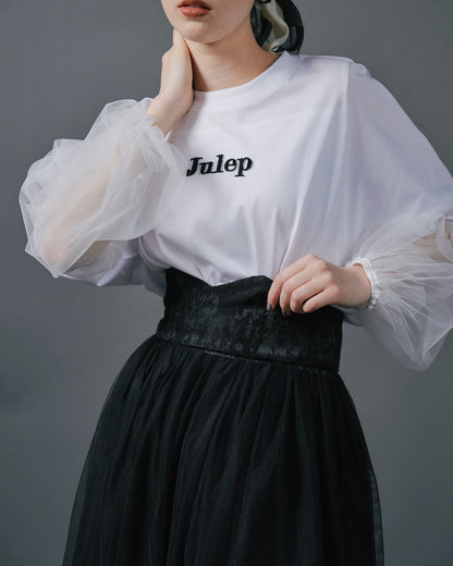 【Summer SALE!!】Jacquard × Tulle Skirt [603390] black(99)