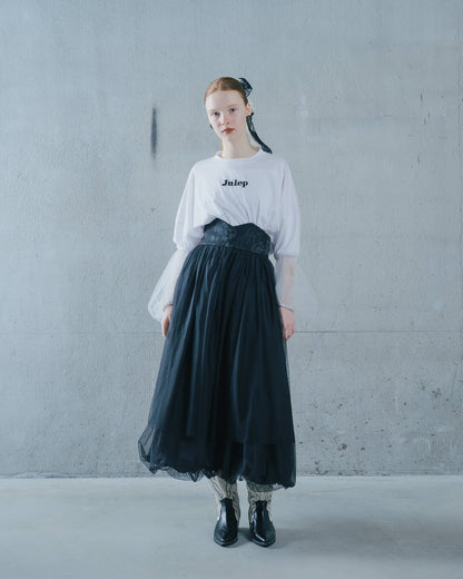 【Summer SALE!!】Jacquard × Tulle Skirt [603390] black(99)