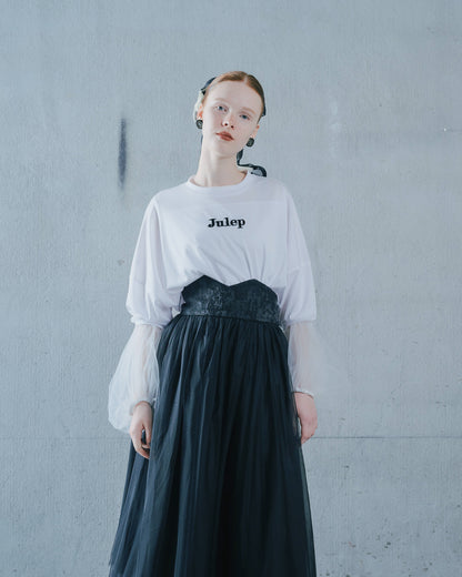 【Summer SALE!!】Jacquard × Tulle Skirt [603390] black(99)