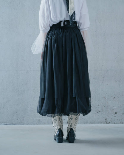 【Summer SALE!!】Jacquard × Tulle Skirt [603390] black(99)