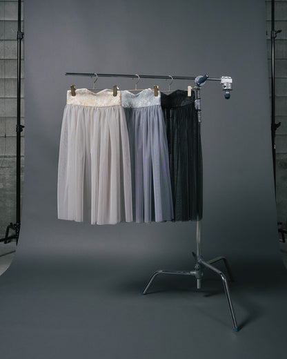 【Summer SALE!!】Jacquard × Tulle Skirt [603390] black(99)