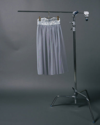 【Summer SALE!!】Jacquard × Tulle Skirt [603390] blue grey(80)