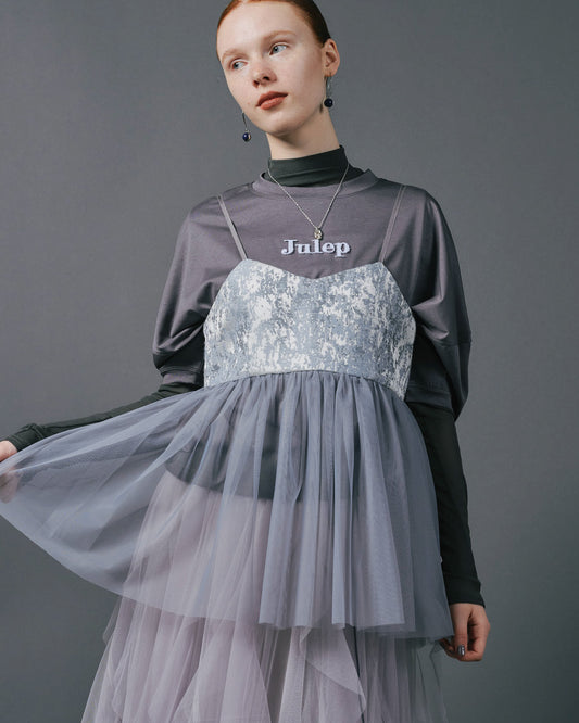 【SALE/50%0ff】Jacquard Bustier [603389] blue grey
