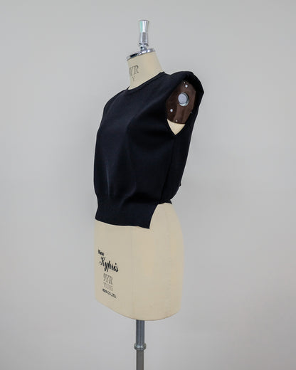 Shoulder Padd Kint Tops [603409] black(99)