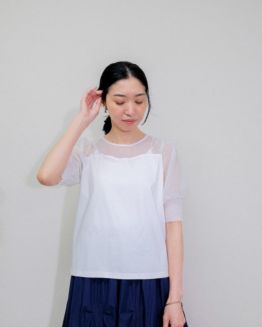 【SALE/50%0ff】Organdy T-Shirt [603394] off(01)