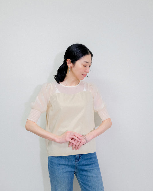 【SALE/50%0ff】Organdy T-Shirt [603394] light beige(07)