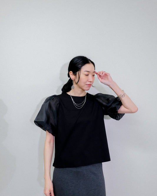 【SALE/50%0ff】Balloon Sleeve T-Shirt [603393] black