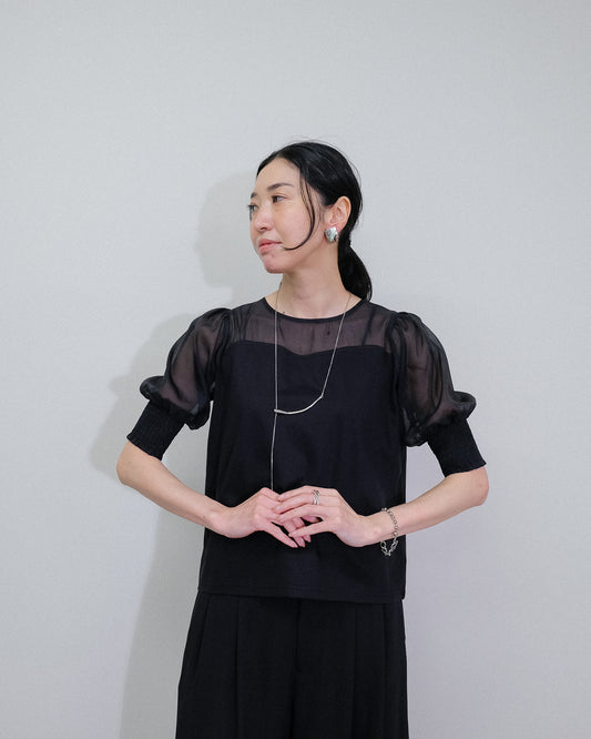 【SALE/50%0ff】Organdy T-Shirt [603394] black(99)